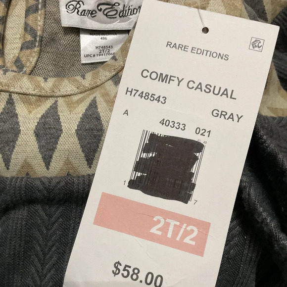 Rare Editions Gray Drop Waist Long Sleeve Rib Knit Dress. 6X and 2T NWT - Picture 4 of 5